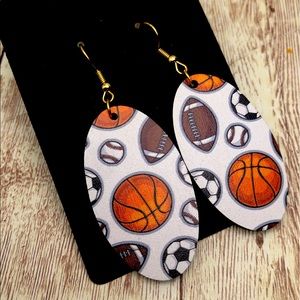 Sports Theme Wooden Dangle Earrings